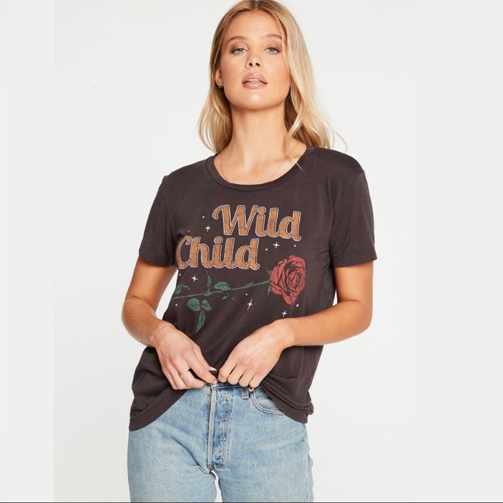 NWT Chaser Vintage Wild Child Rose Tee, S